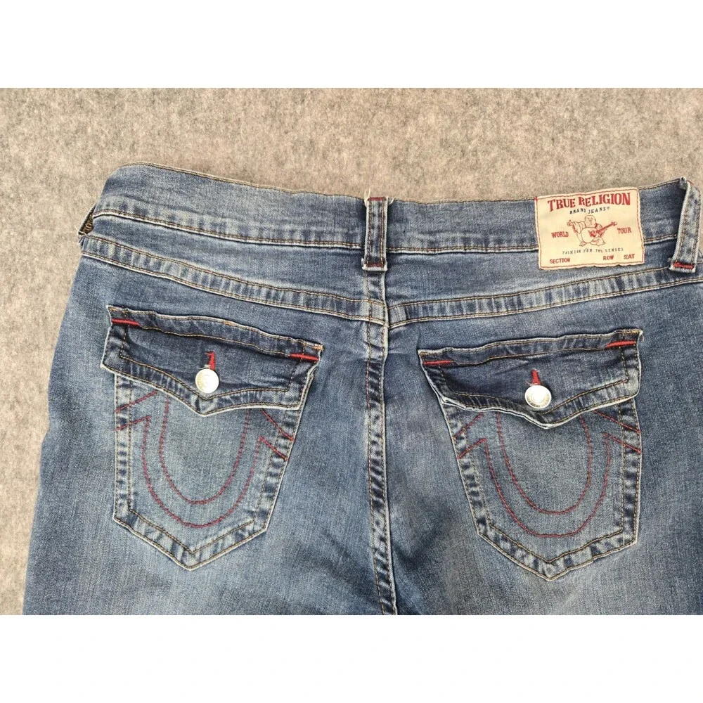 True Religion Mens Ricky Flap SN Straight Leg Jeans Blue Rinse 38x33 22673